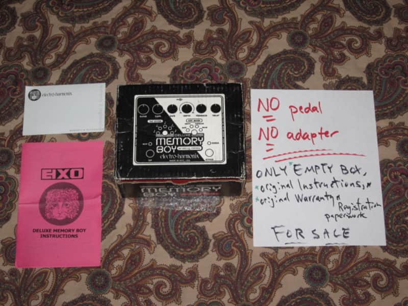 visibly used condition genuine Electro-Harmonix EMPTY CARDBOARD BOX + original Owner's Manual and original Warranty & Registration paperwork ONLY for EXO Deluxe Memory Boy (NO pedal, NO power supply) 2010s- 2020s (specifically from 2013) image 1