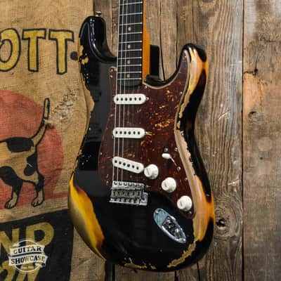 Fender Custom Shop '61 Reissue Stratocaster Relic - Heavy Relic Aged Black Over 3-Color Sunburst image 2