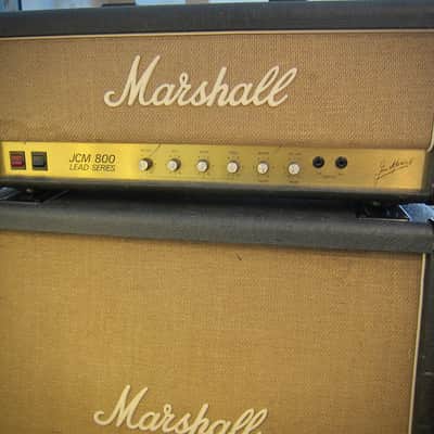 Marshall JCM 800 Lead Series Amp & JCM 800 Lead-1960 Cabinet All Original-Circa-1985-Black Vinyl Brown Grill Cloth image 5