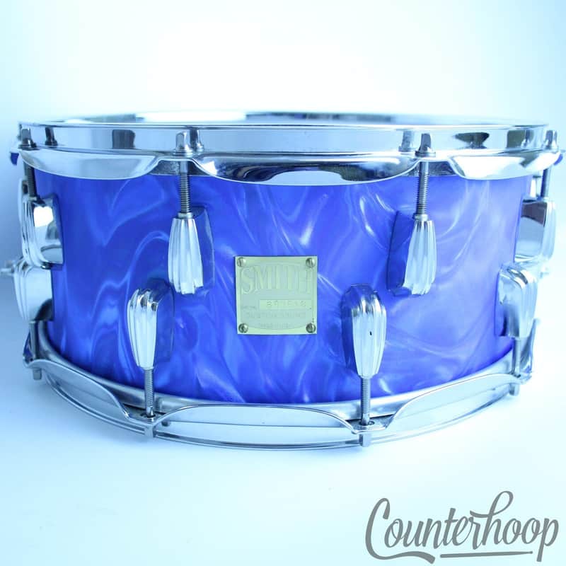 *Smith Custom Drums 14x6"Blue Satin Flame 16x Chrome Beavertail Lugs 100% Maple* image 1