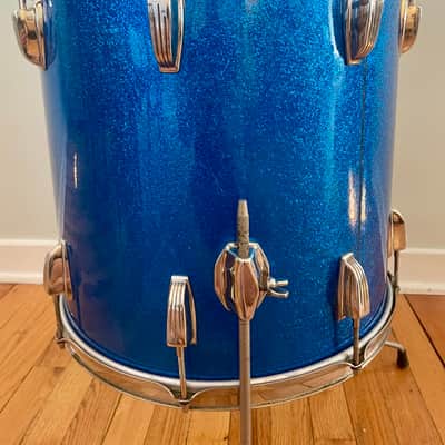 Ludwig 16x16 floor tom 1965 - Blue sparkle w/nickel hardware image 9