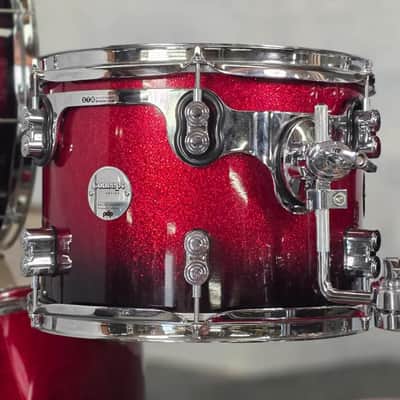 Used PDP Concept Maple 5pc Drum Set Red to Black Fade - Good image 3