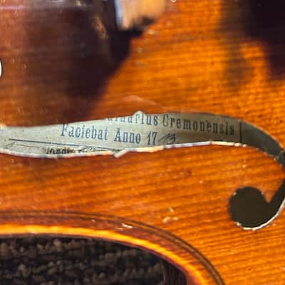 Vintage 4/4 adult violin- labeled - original dark finish image 3