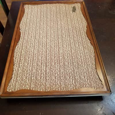 The Fisher Beautiful 3x8 speaker grille baffle cab front with vintage cloth 1958 - brown and tan, stained wood image 2