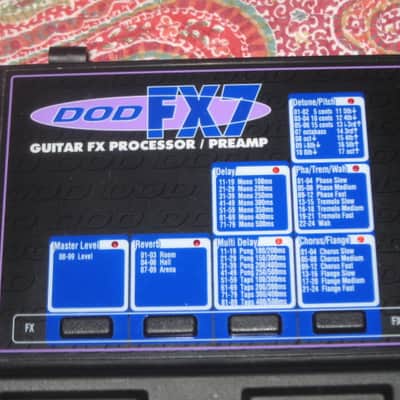 lightly used DOD FX7Guitar FX Processor / Preamp + NON original 9VAC adaptor (unit from December 1995) black, hard plastic casing, metal bottom plate (NO box, NO paperwork) image 2