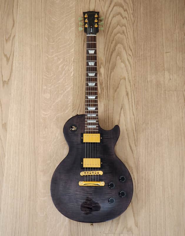 2004 Gibson Les Paul Studio Premium Plus AAA Top Trans Black Gold