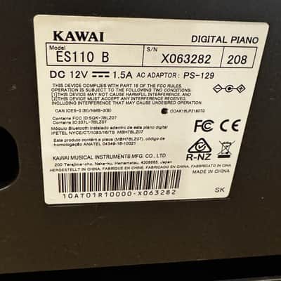 Kawai ES110B Portable Piano; Serial No: X063282 | Second Hand image 12