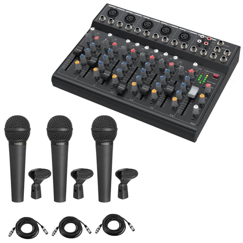 Behringer XENYX 1003B Premium Analog Mixer with 5 Mic Preamps Bundle 3x XM8500 Dynamic Cardioid Microphones & 3x 15' XLR Cable image 1