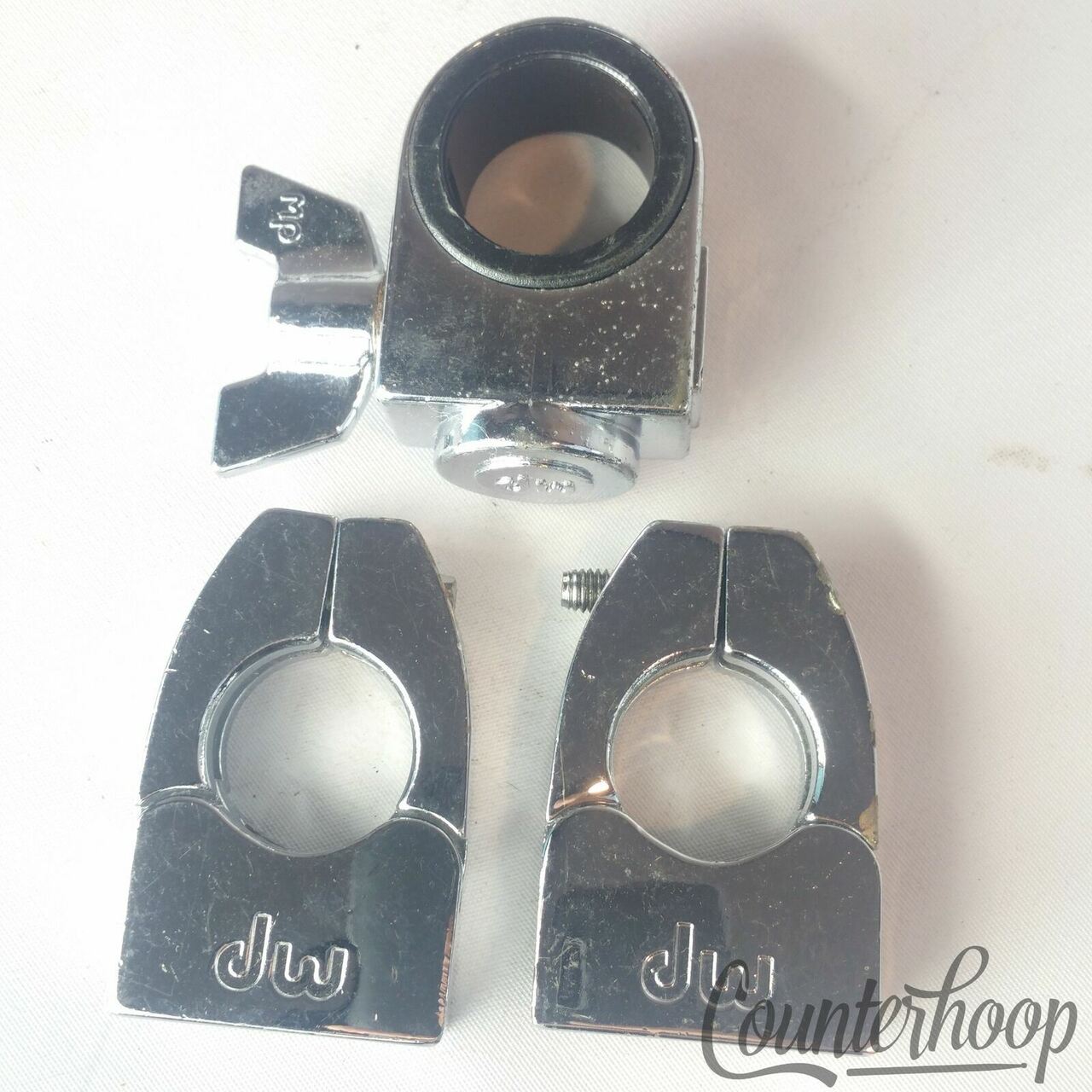 DW Drum Workshop 1" Memory Locks Set of 3x Chrome Stand Parts Tube Mount Bracket — main photograph