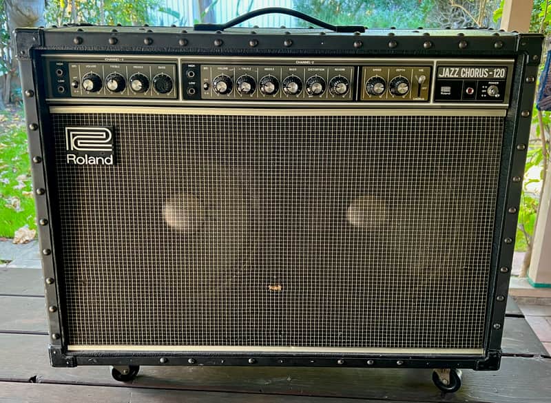 Roland JC-120 Jazz Chorus, 2-Channel, 120-Watt, 2x12", and R&R road case - all once used by Marty Willson-Piper of The Church image 1