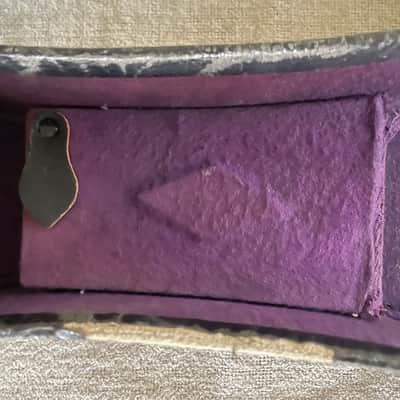 Vintage Geib Challenge Parlor Acoustic Guitar Case 1930's Faux Gator / Purple Interior Chicago USA image 4