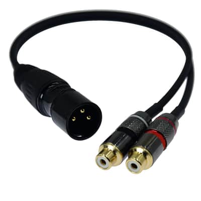 1ft XLR Male to 2 RCA Female Plug Y Splitter 1 XLR 3 Pin to Dual RCA Stereo Audio Cable Phono Duplicator Lead Adapter Connector Sound Card eq Microphone Cord 2 x Unbalanced(1 Pack) image 1