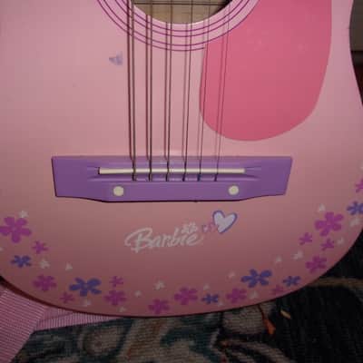 Barbie Mattel Kids Size Girls Acoustic Guitar and Pink Strap small body sounds like a Ukulele 2005 image 3