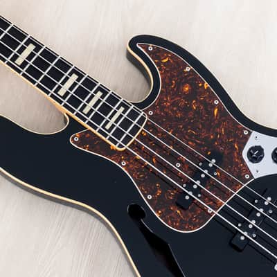 2012 Fender Jazz Bass JB/HO Semi-Hollow Mahogany Body Black, Blocks & Binding, Japan MIJ image 7