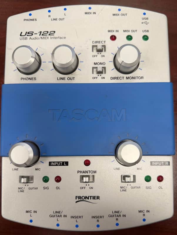 TASCAM US-122 USB Audio Interface 2000s - Silver and Blue image 1