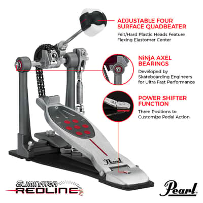 Pearl P-2050C Eliminator Redline Single Bass Drum Pedal w/Case - Chain Drive image 6