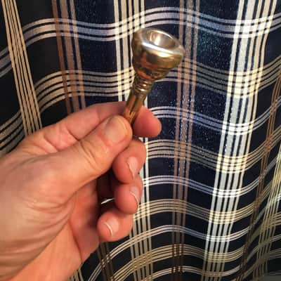 GOLD PLATED VINTAGE RUDY MUCK CUSHION 13C RIM CORNET MOUTHPIECE MID 1950'S VERY GOOD SHAPE ORIG FIN 90% APROX. image 16