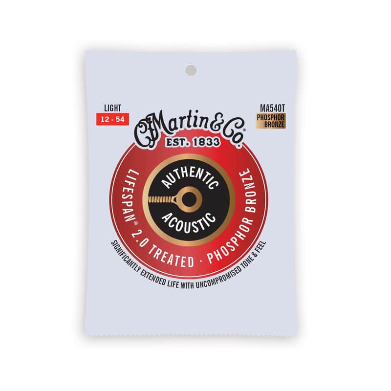 Martin MA540T Authentic Acoustic Lifespan 92/8 Phosphor Bronze Light Guitar Strings. 12-54 image 1