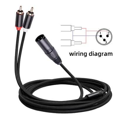 Dual RCA to XLR Male Y Splitter Patch Microphone Cable 3FT, 1 XLR Male to 2 RCA Male Y Adapter Cord Cable image 2