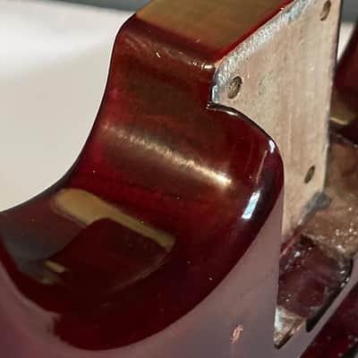 Made in USA KNE Charvel Pro Mod So Cal Style Red Stain Mahogany Guitar Body Floyd Ready Truss Wheel Cutout image 20