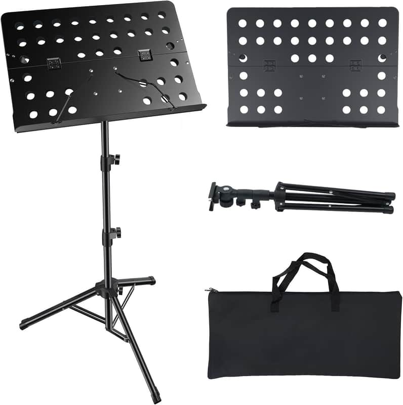 Portable Music Stand,Sheet Music Stand with Carrying Bag，30-56" Height Adjustable Music Stand for Sheet Music/Book/Laptops/Projectors image 1