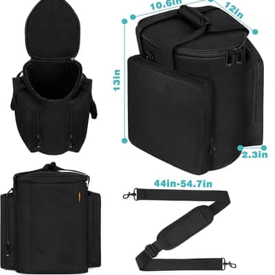 Carrying Bag Travel Case Compatible with Portable Bluetooth Speaker Cover, Storage Case with Shoulder Strap & Accessory Pocket for Microphone,Charger,Cable,Accessories image 2