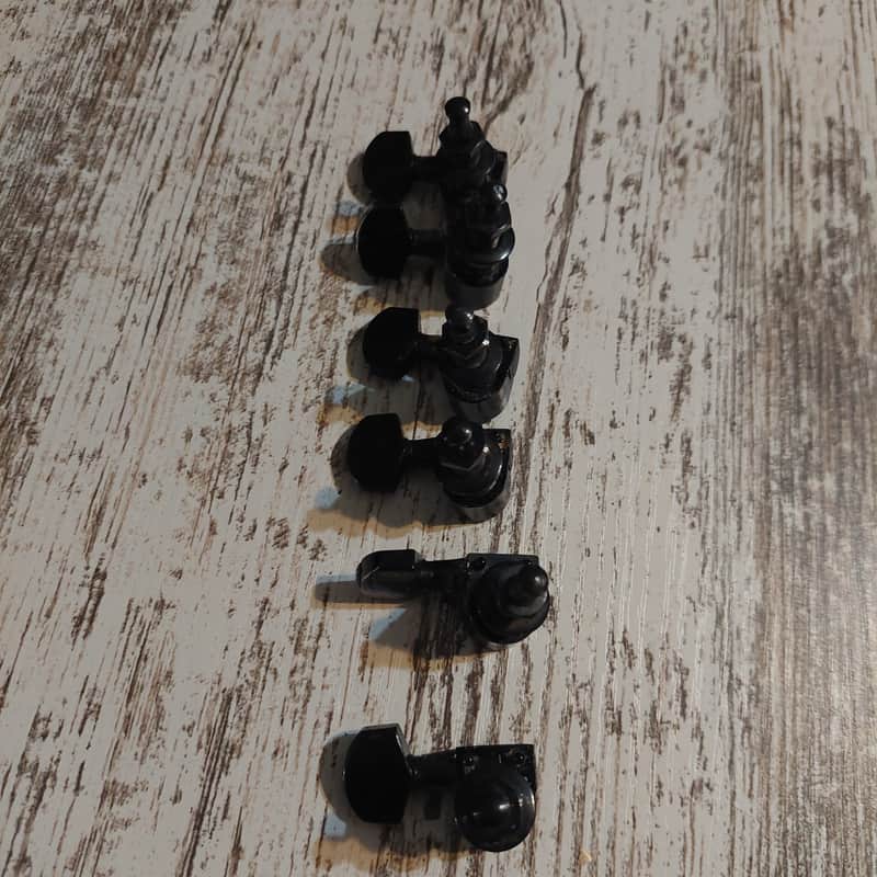 Cort 6 in line Two Point Mount Tuners Black MIK vintage 1980s (Good for Fender/Ibanez) image 1