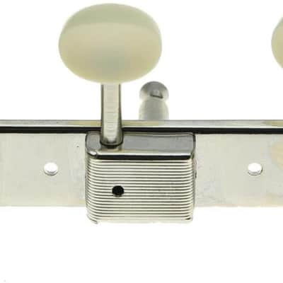 Nickel w/Aged White 3 per side 3x3 on a Plate Vintage Guitar Tuning Keys for Epi LP JR image 5