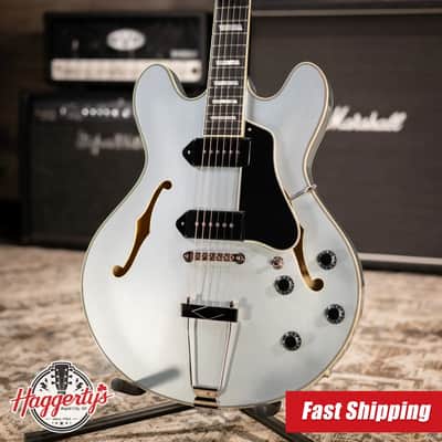 Eastman T64 Trapeze Hollow Body Electric Guitar - Iced Blue Metallic with Gig Bag image 1
