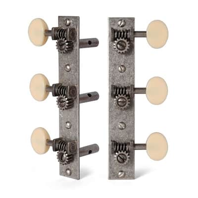 Golden Age Restoration Tuners for Slotted Peghead Guitar - Square-End, Relic Nickel Finish with Matte Cream Knobs image 1
