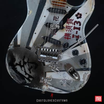 Fender Stratocaster Floyd Rose MXY-7 Ohka Cherry Blossom Kamikaze V3 in White Aged Relic (Rare 1of1) image 2