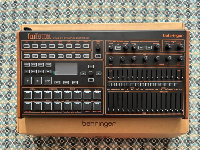 Behringer LM Drum Hybrid 8/12-Bit Sampling Drum Machine 2025 - Present - Black with Wood Sides image 1
