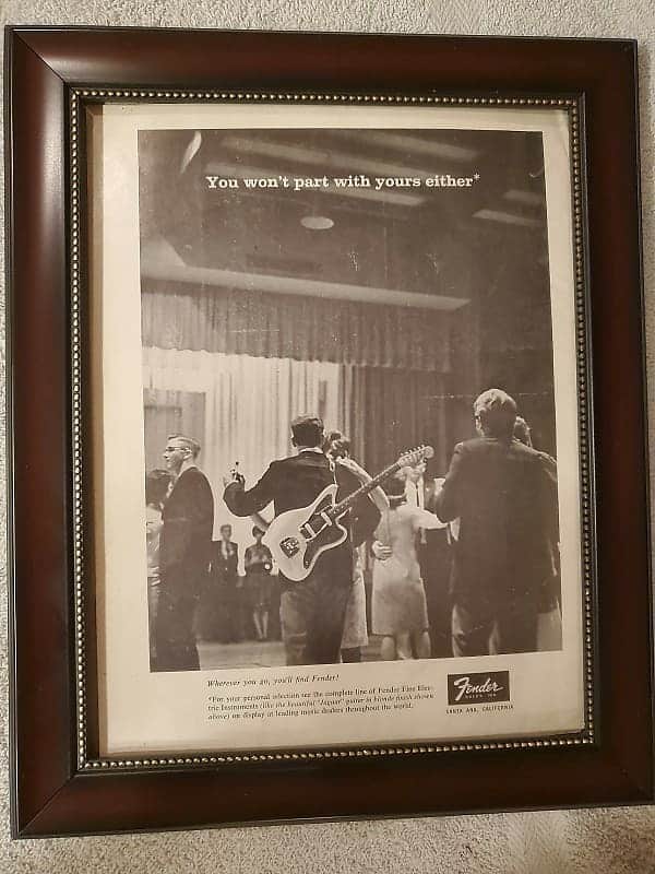 1965 Fender Guitars Promotional Ad Framed Jaguar Original image 1