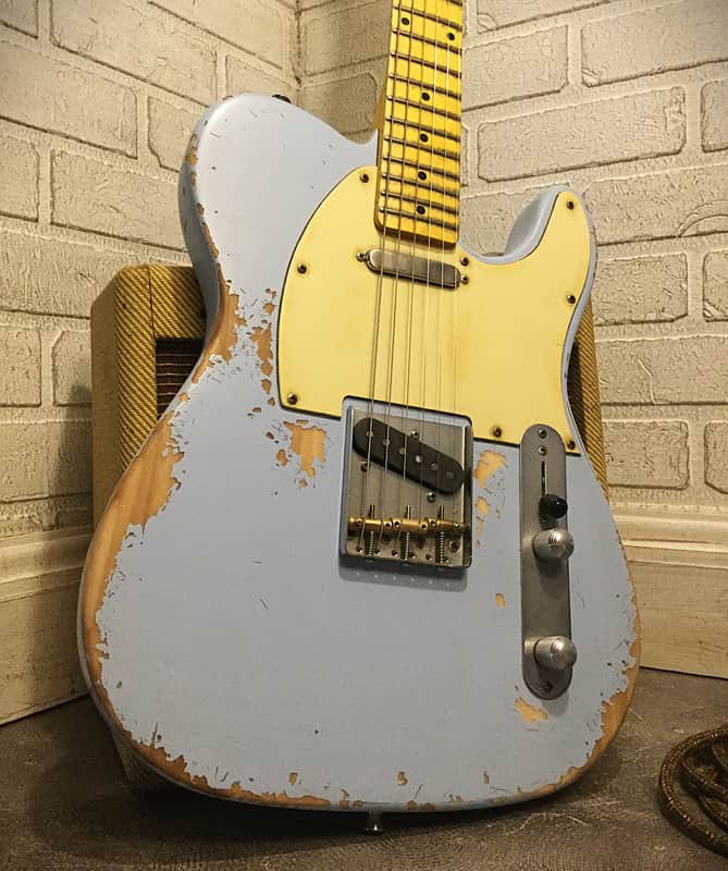 USA Relic Tele Style Electric Guitar Road Worn Blue by Nate's Relic Guitars image 1