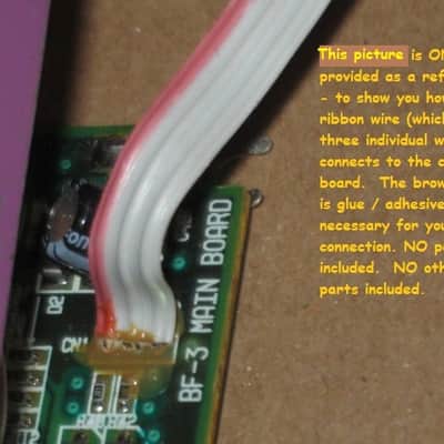 very lightly used genuine BOSS LED (has white bulb that lights RED) from BF-3 Flanger (NO pedal included) on very small green rectangle shape circuit board with three wire ribbon (genuine Boss item)  2000s to 2020s (specifically from 2018) image 7