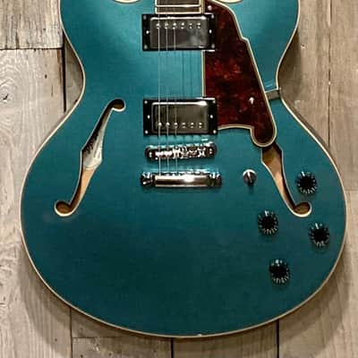 New D'Angelico Premier DC Semi-Hollow Double Cut, Stop-Bar Tailpiece, Ocean Turquoise, Buy Indie! image 2