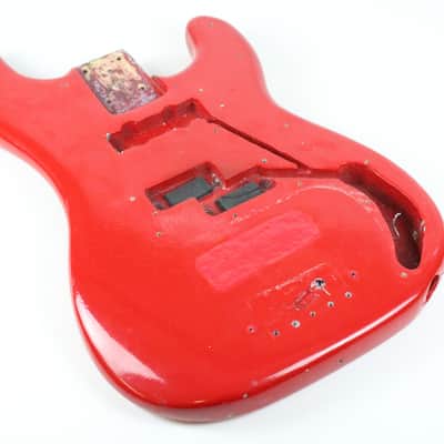 1976 Vintage Fender Precision Bass Bright Red Refinish Alder 4-Bolt BODY PBass 1970s USA image 7