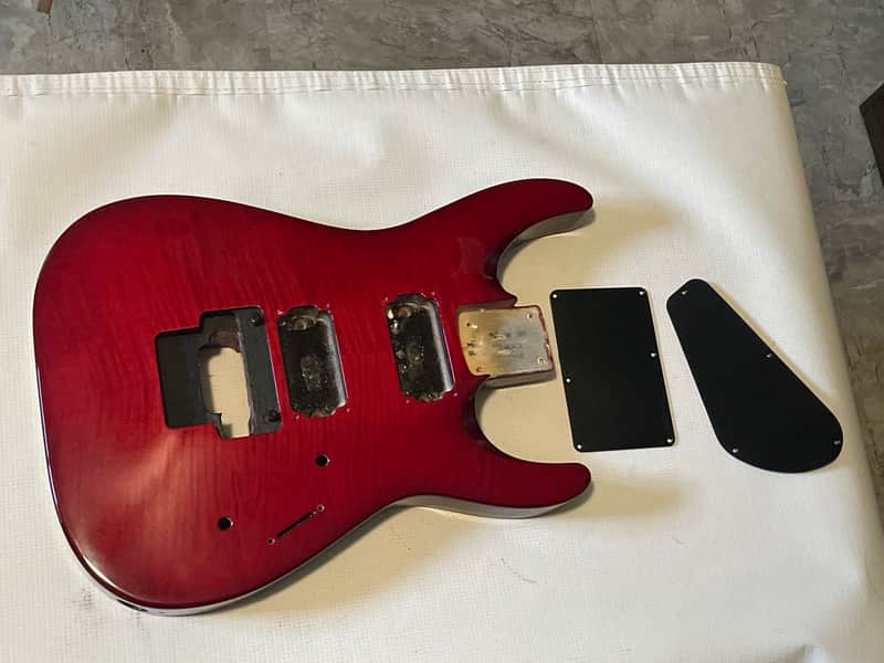 2000's Japan Jackson DKMG Dinky Red Flame Guitar Body Floyd Ready image 1