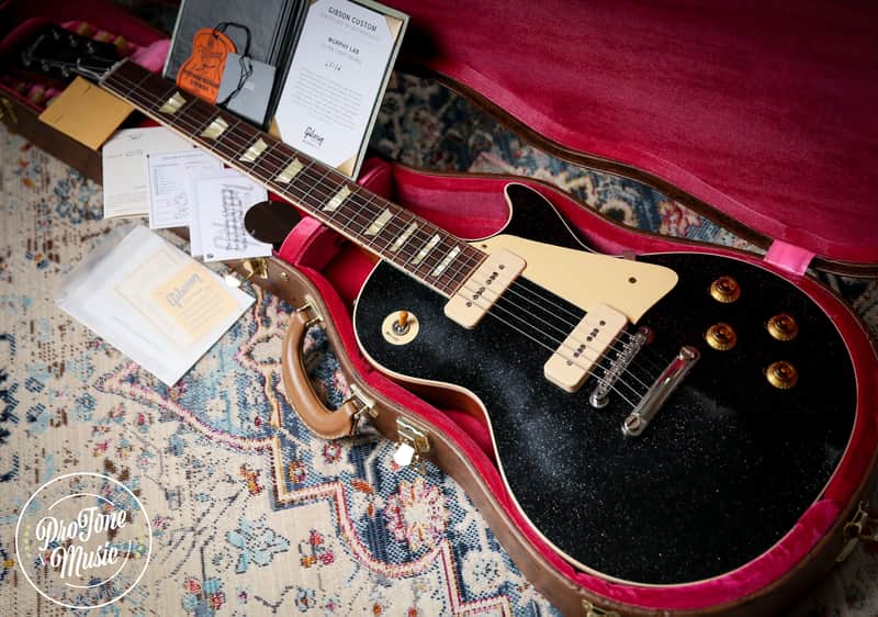 2025 Gibson Custom Shop Les Paul 56' Murphy Lab Ultra Light Aged Black Sparkle image 1