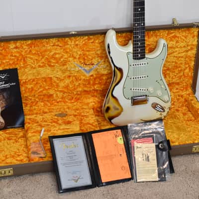 2018 Fender Custom Shop 1963 Stratocaster - Heavy Relic Olympic White over Sunburst image 22