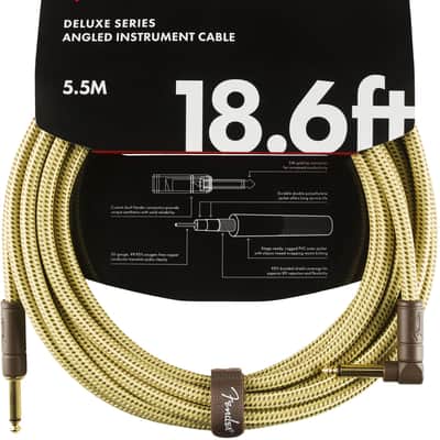 Genuine Fender Deluxe Series Instrument Cable, Straight/Angle, 18.6', Tweed image 1