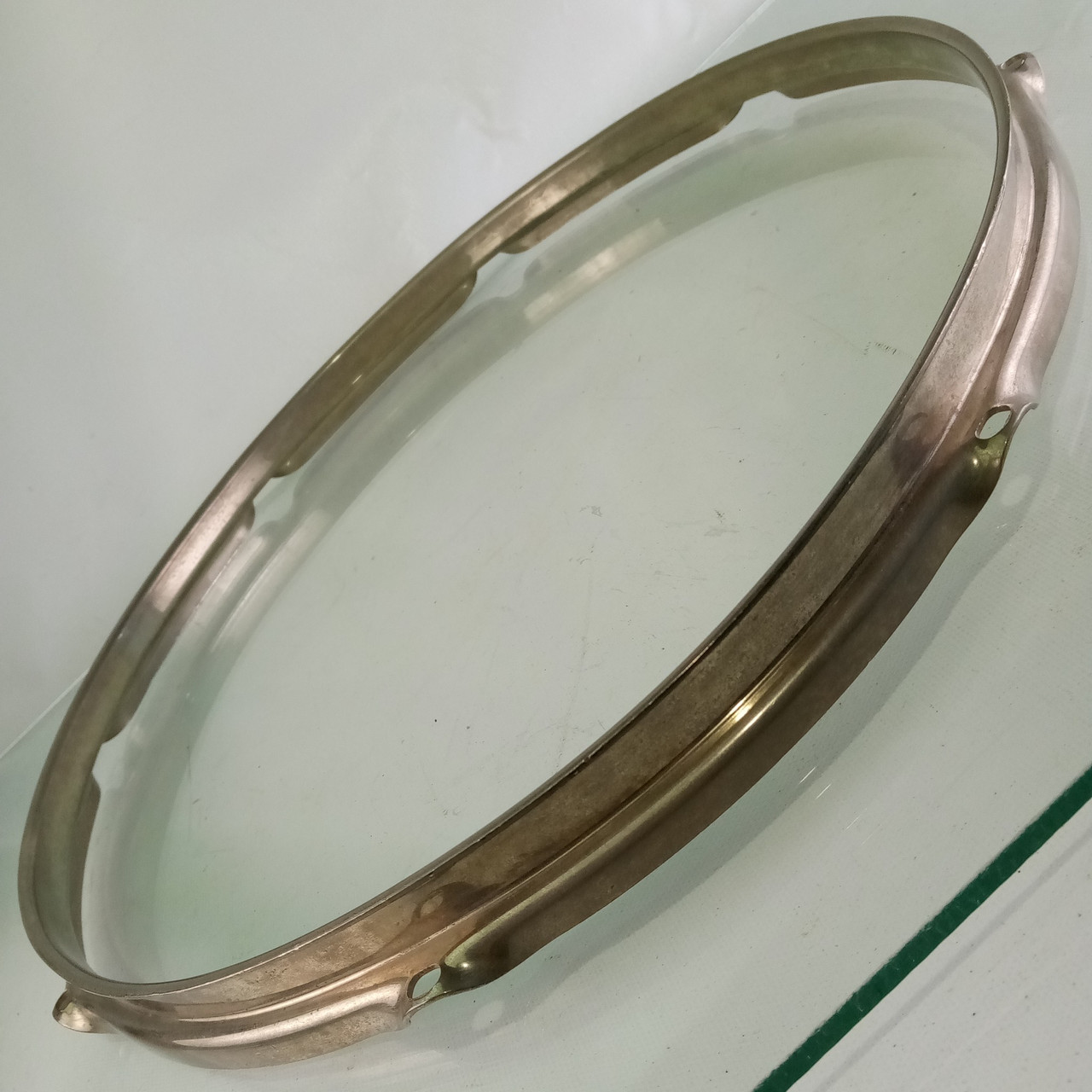 Ludwig 15"BRASS Triple-Flange NOB Snare/Tom Drum Batter Rim/Hoop 8Lug Nickel WFL — main photograph