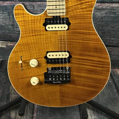 Ernie Ball MusicMan Left Handed Axis Super Sport Electric Guitar- Trans Gold Flame image 2