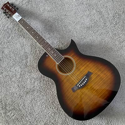 Caraya 40 Inch Acoustic Guitar in Sunburst, Tiger Maple Top, Rosewood Fingerboard image 2