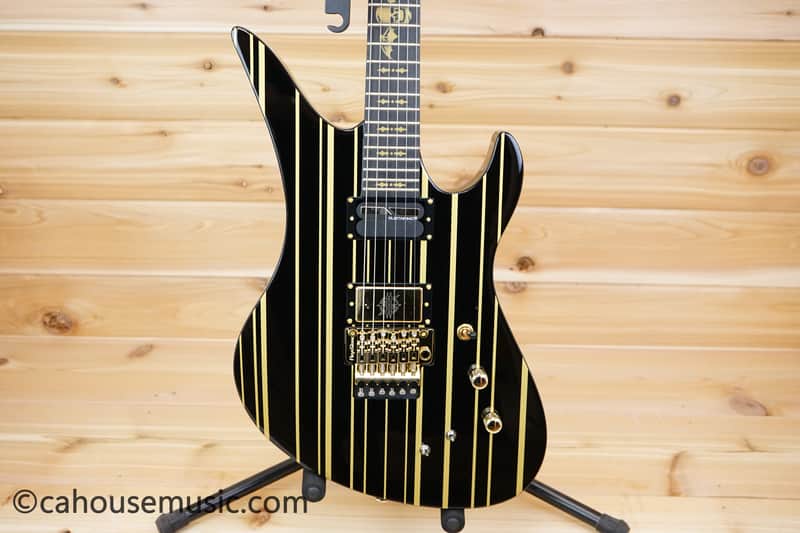 Schecter Synyster Gates Custom-S - Black with Gold Pinstripes image 1