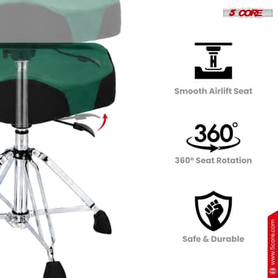 5 Core Drum Throne w Backrest 4" Padded Stool Airlift Adjustable Drummer Chair image 7