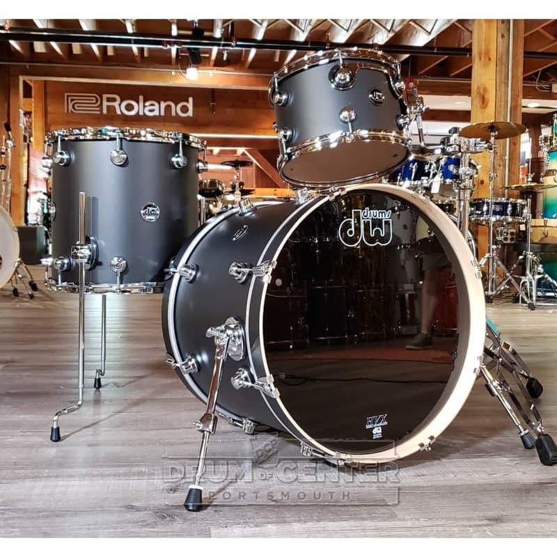 DW Performance 3pc Drum Set 20/12/14 Hard Satin Charcoal Metallic image 1