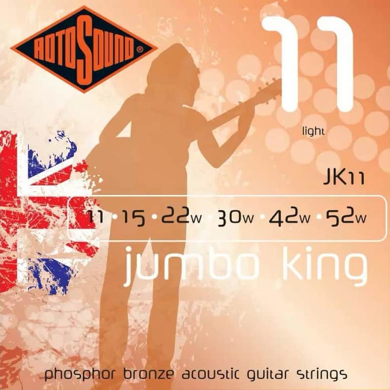 Rotosound JK11 Jumbo King Phosphor Bronze Acoustic Guitar Strings - Light (11 - 52) image 2