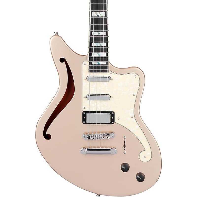 D'Angelico Deluxe Series Bedford SH Electric Guitar with USA Seymour Duncan Pickups and Stopbar Tailpiece Regular Desert Gold image 1