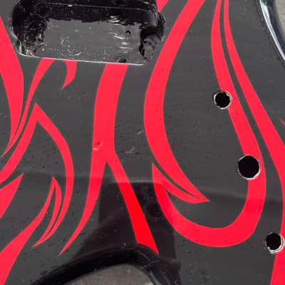 Black Warlock Style Guitar Body with Red Top image 4